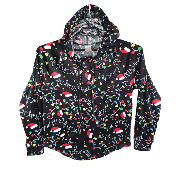 Girls No Boundaries Christmas Hooded Sweatshirt Long Sleeve Size L (11-13) - Picture 1 of 11